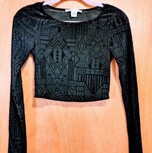 Black Crushed Velvet Crop Top